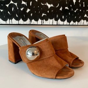 Prada Brown Slide Suede Slides Size 7.5